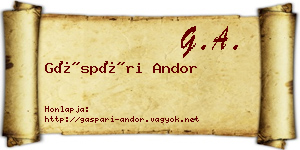 Gáspári Andor névjegykártya